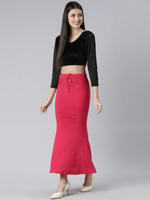DRESQUE STORE Stylish Flare Saree Shapewear Pink (L) Lycra Blend Petticoat(L)