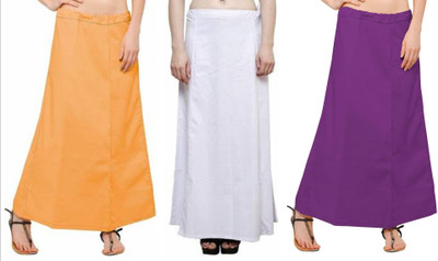 Gugaliya WHITE GOLDEN YELLOW VIOLET Pure Cotton Petticoat(Medium)
