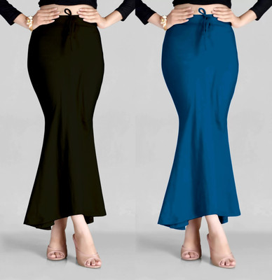 KEYU FASHION COMBO-FISHTAIL-FIROZI-BLACK Lycra Blend Petticoat(XXL)