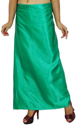 KAVYA DESIGNERS Rama Green Satin Petticoat K19 Pure Silk, Pure Satin Petticoat(Free)