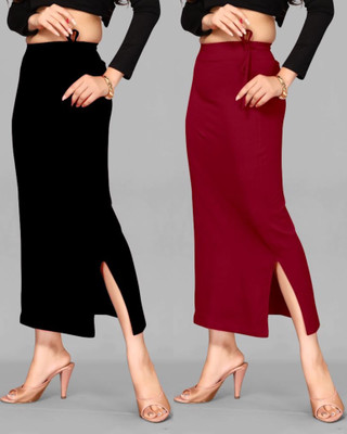DRESQUE STORE Slim Saree shapewear Combo Black & Maroon (M) Lycra Blend Petticoat(M)