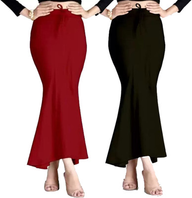 BLYNK FEB-P2-GR-SPW-Maroon-Black Lycra Blend Petticoat(S)