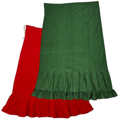 Belizs Red & Forest Green Combo Pure Cotton Petticoat(XXL)