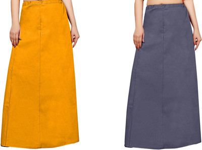 FABMORA PTC_COMBO_MUSTARD_GREY Pure Cotton Petticoat(Free)