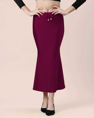 SCUBE DESIGNS Flared(4-Way Stretch) Saree Shapewear Magenta (M) Lycra Blend Petticoat(M)