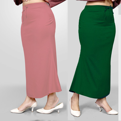 VIDHATA FASHION Petticoat Combo For Women Fish Cut Shape Saree Inskirt Peach and Green Lycra Blend Petticoat(XL)