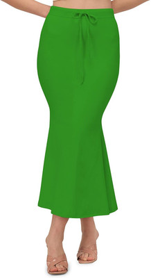 SCUBE DESIGNS Stylish Fishcut Saree Shapewear Green (M) Lycra Blend Petticoat(M)