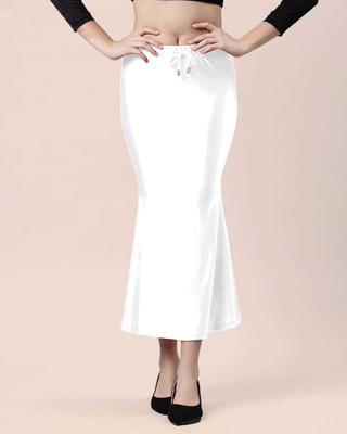 DRESQUE STORE Flared(4-Way Stretch) Saree Shapewear White Lycra Blend Petticoat(L)