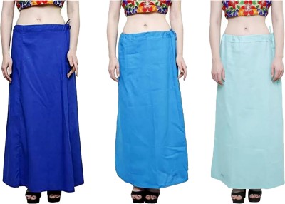 First Trend Fashions Women saree inskirt Blue Firozi Sky Blue Combo Pack3 Waist38 ladies underskirt Pure Cotton Petticoat(Medium)