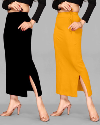 DRESQUE STORE Slim Saree shapewear Combo Black & Mustard (XL) Lycra Blend Petticoat(XL)
