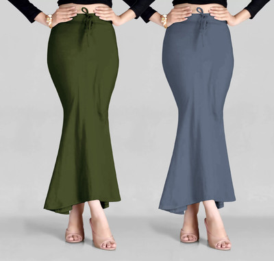 VIDRIVA EXPORT Peticoat mahendi+Grey Lycra Blend Petticoat(L)