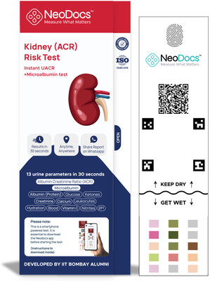 Neodocs Kidney Risk Test Kit | Instant Urine Test | Pack of 5| Track 13 Parameters | Ph Test Strip(9 - 5)