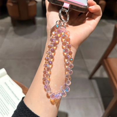 thejewels Short Anti-Lost Hand Wrist Lanyard with Metal Clasp Phone Charm(Pink)