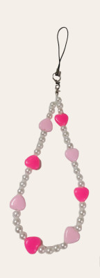 handmadehub Heart Shape Beads Phone Chain Cell Mobile Phone Charm For Women And girls Phone Charm(Pink)
