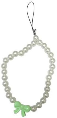 MOREL BEADS WITH BOW PHONE CHARMS FOR MOBILE COVER STRING LANYARD FOR WOMEN. PACK 1 Phone Charm(White)