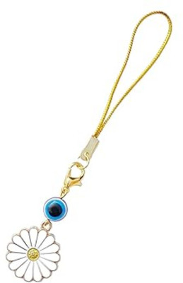 Shilpmart Phone Charm with Evil Eye With Cute Hanging Pendants Decor Flower Phone Charm(White)