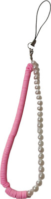 handmadehub Fimo Beads Phone Chains / Cell Mobile Phone charm Phone Charm(Pink, White)