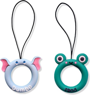 ONCRO Frog dumbo face charm keychain silicone finger ring lanyard hanging thread strap Phone Charm(Grey, Green)