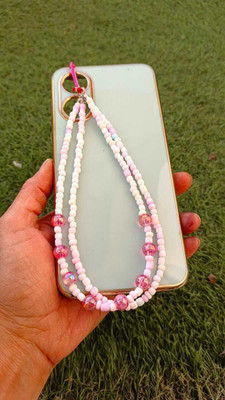 Artistry craft High quality Imported Beads Phone Charm/phone chain Phone Charm(Pink, White)