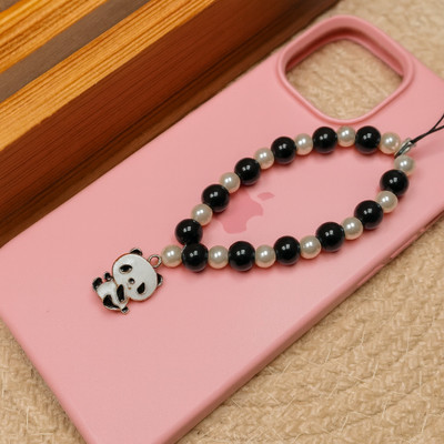 Unicorn Jewels Black & White Pearl Beads Phone Charm Phone Charm(White, Black)