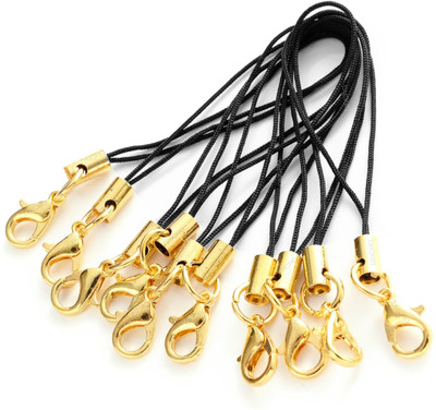 CHARMWAVES Pack of 10pcs Stainless Steel Keyring Holder with Lobaster Clasp Phone Charm Phone Charm(Golden)