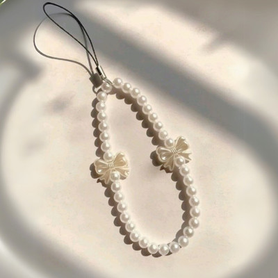 RuffleLocks Premium Pearl Phone Charm Phone Charm(White)