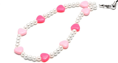 handmadehub heart Shape Fimo Beaded phone chain/ phone charm/cell phone charm / Phone Charm(Pink)