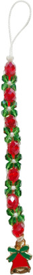 DearME Love Yourself Christmas Themed Handmade Aesthetic Crystal Beads Lanyard Jingle Bell Phone Charm(White, Red)