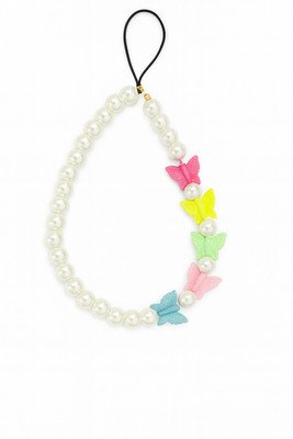 Unicorn Jewels Butterfly Pearl Beaded Phone Charm Phone Charm(White)