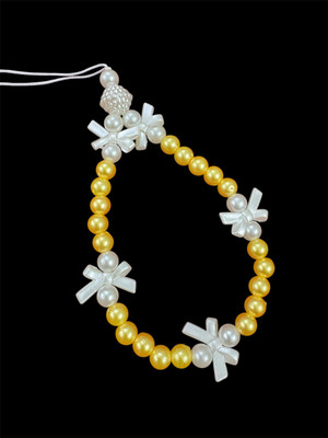 Pratibha Back Phone Charm with Cute Bow Beads – Aesthetic Strap for Girls & Women Phone Charm(Yellow)