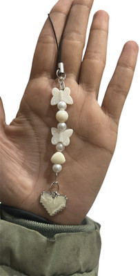 handmadehub white pearl/phone chain Cell Mobile Phone Charm For Women And girls Phone Charm(White)