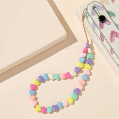 handmadehub heart shape pearl phone charm/cell phone charm /beaded Phone Charm(Multicolor)