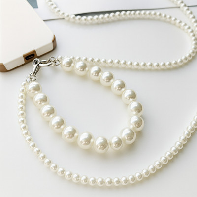Unicorn Jewels Trendy 8mm & 16mm White Pearl Beaded Phone Charm Strap Phone Charm(White)