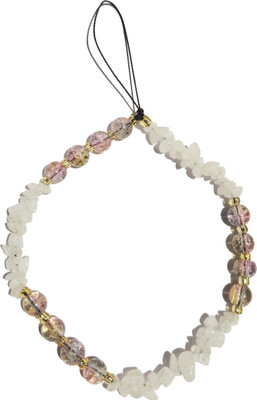 DearME Love Yourself Aesthetic Natural Uncut stone and Cracked Glass beads Lanyard Phone Charm(White, Multicolor)