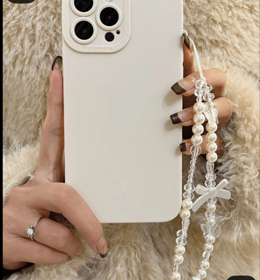 handmadehub bow pearl phone charm/cell phone charm /beaded Phone Charm(White)