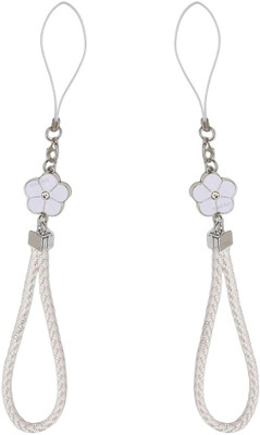 ONCRO Flower shape pendant nylon braided aesthetic strap hanging rope leather lanyard Phone Charm(White)