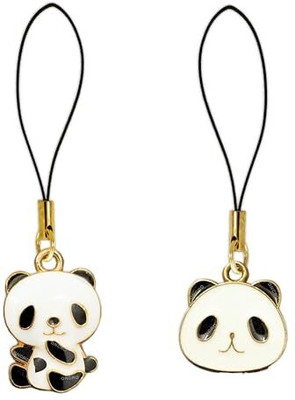 ONCRO Cute Panda phone charm pendant smart hangings key ring bracelet necklace anklet Phone Charm(Black and white)