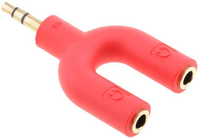 TECHGEAR Red U Shape 3.5mm Male to 2 Female Headph Audio Y Splitter Adapter Phone Converter(android)