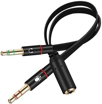 RAREGEAR Black, Gold Plated 2 Male to 1 Female 3.5mm Earphone Mic Audio Y Splitter Cable for PC Lapto(3Pcs) Phone Converter(Android, iOS, Widows)
