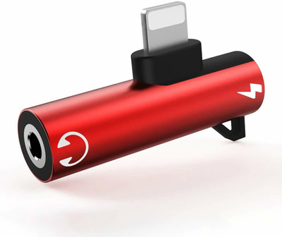 SANNO WORLD Red 3.5 mm Headphone Jack and Charging Adaptor and Splitter Compatible Phone Converter(iOS (lightning))