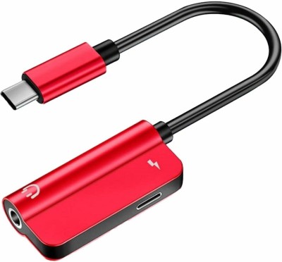 SANNO WORLD Red 2in1Cto3.5mm Headphone Jack Adaptor/Connector Aux Audio(not supporting calling) Phone Converter(Android without 3.5mm jack port mobile support)