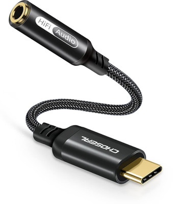CHOSEAL Black USB Type C to 3.5 mm Audio Jack Connector with Hi-Res DAC Headphone Converter Phone Converter(Android)