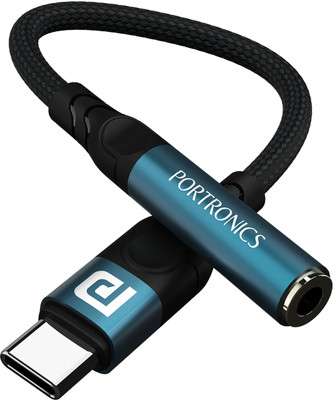 Portronics Black iKonnect C Pro Type C to 3.5 mm Audio Jack Connector Phone Converter(Smart Chipset)