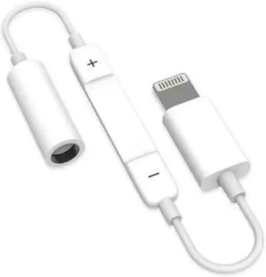 SANNO WORLD White Lightning to Headphone Jack Adapter with Volume Control Phone Converter(Yes)