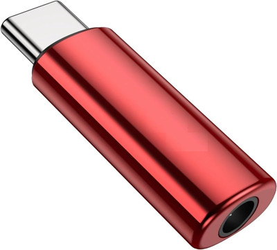 KAELAN Red Type C to 3.5mm Audio Jack Connector Adapter Stereo to Type C Red Phone Converter(Android)