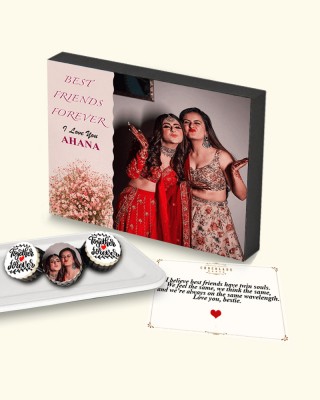 ChocoladeHouse photo printed 9pc chocolates for my best friend forever 9 inch Customized handmade chocolate for friends forever with personalized MSG(Multicolor)
