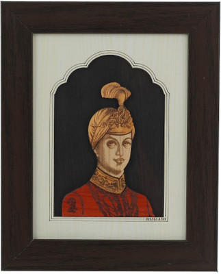 Bismaadh Guru Harkrishan Singh ji 6.5 inch Decorative Religious 2 In 1 Wooden Photo Frame, For Table Top & Wall Hanging(Brown)