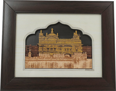 Bismaadh Golden Temple 6.5 inch Decorative Religious 2 In 1 Wooden Photo Frame, For Table Top & Wall Hanging(Brown)