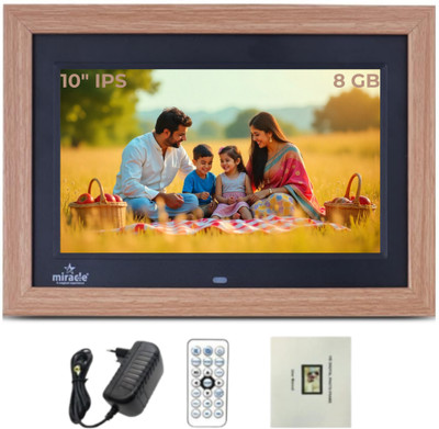 Star Miracle 10 inch IPS Digital Photo Frame with Slideshow 10 inch Digital Picture Frame with Video & Audio Support, 2GB RAM, - Perfect for Gifting(8 GB, Wooden Light Brown)