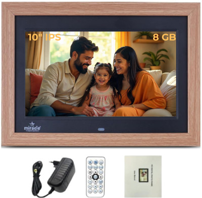 Miracle Digital 10'' Wooden Lite IPS Digital Photo Frame with Slideshow, Video & Audio Support 10 inch Digital Picture Frame, USB/SD Card 32 GB, 2 GB RAM(8 GB, Beige Brown)